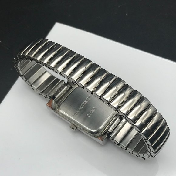 Vintage Via Accenti Ladies White Dial Flex Band Rectangle Quartz Watch - Picture 5 of 6